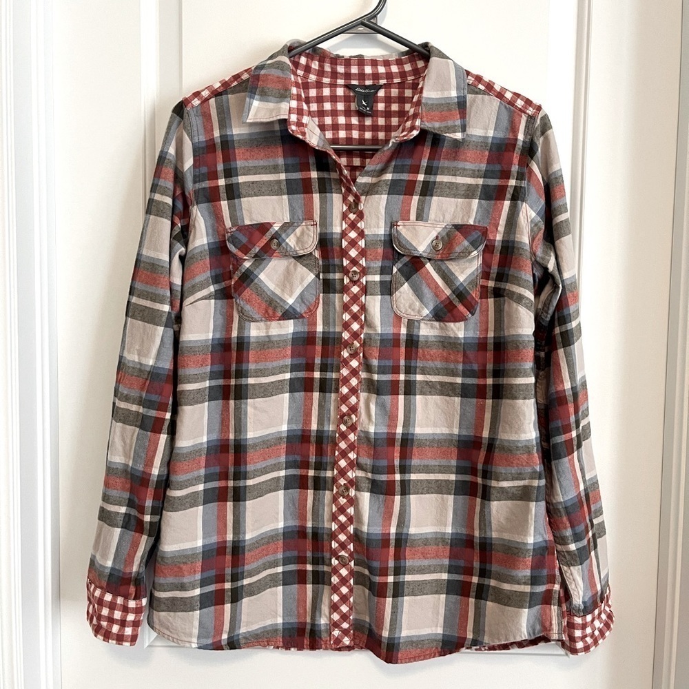 Eddie Bauer Reversible Cotton Plaid Shirt